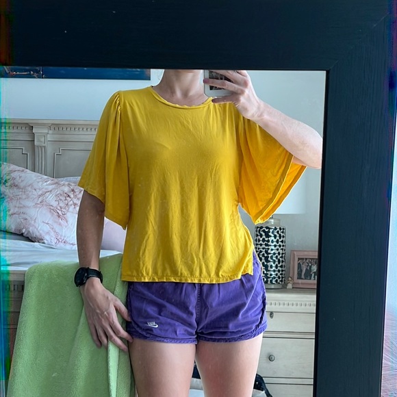 J. Crew size small Point Sur yellow big sleeved top - Picture 1 of 4